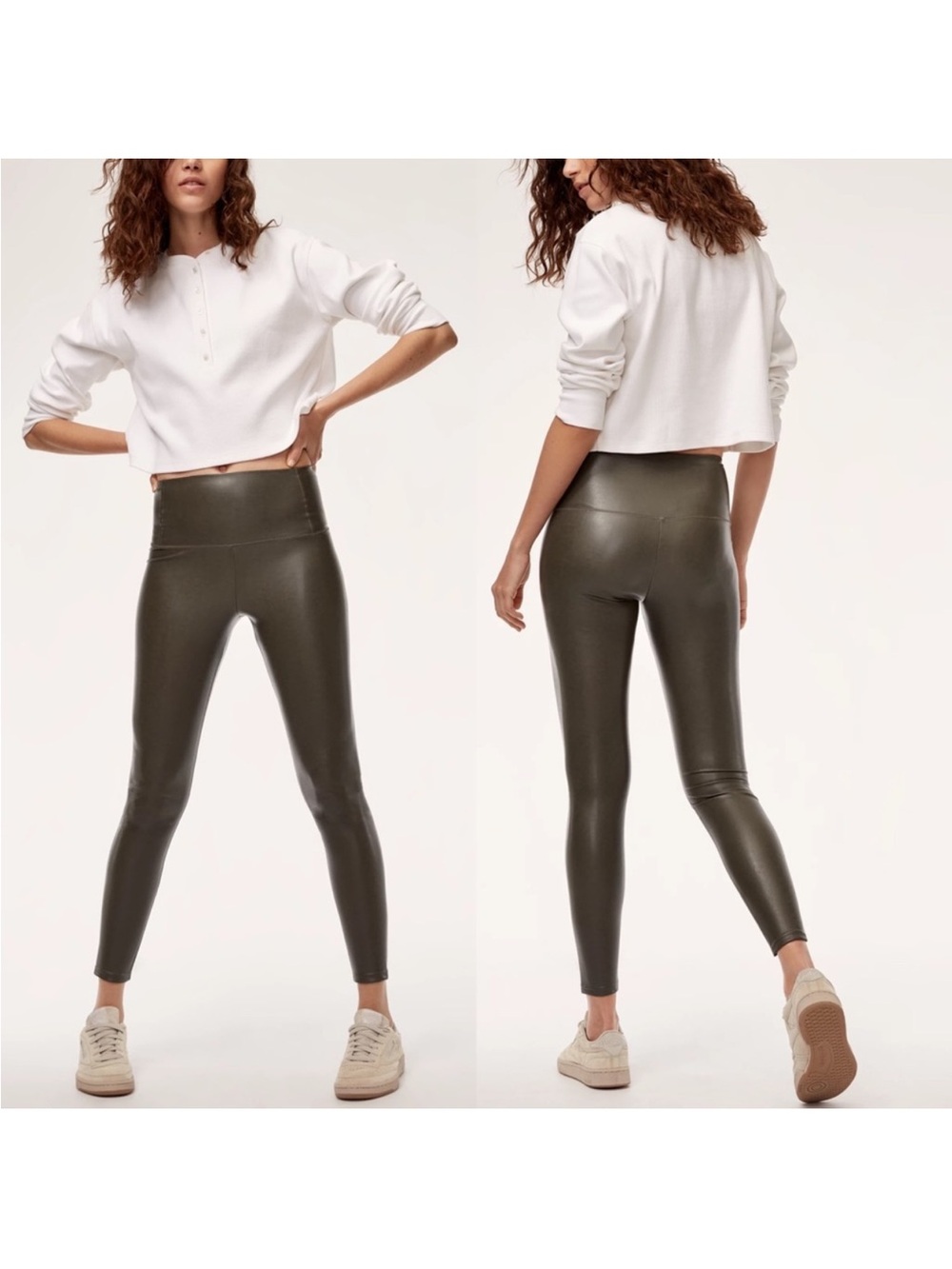 Aritzia Wilfred Free Daria Dark Charcoal Charbon Fonce Vegan Leather Ankle Pant